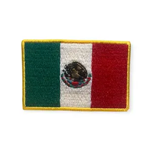 Mexico Flag Embroidered Iron On Patch 6.5 cm X 4.4 cm Green White Red Colorful Emblem for Personalization
