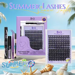 Classic CatEye Kit--B&Q B02 B03 B05 B19 B37 Lash Clusters,Classics NEVER go out of Style! Natural Thick Volume DIY Lash Extension at home Waterproof Sleep Proof,Long Lasting,Fake Full Lash Cosmetic Outdoorfun Makeup Mother Gift #SummerVibes outdoorfun