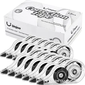 White Correction Tape, Easy To Use Applicator for Instant Corrections Wrong Writing At Any Time, For school, Office (12pack, 5M/196" x 0.2", Black)