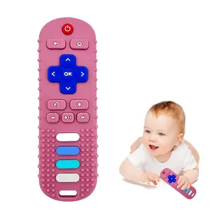 Baby Teething Toys for 3-18 Months, Food Grade Silicone Teether TV Remote Shape, BPA-Free Freezer Safe Teething Toy for Babies, Infant Chew Toy for Soothing Teething Relief