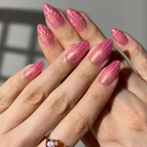 Mermaid Shell Press-On Nails - Dreamy Pink Chrome Sheen with Sculpted Seashell Accents & Pearl Embellishments for Ocean-Inspired Glam