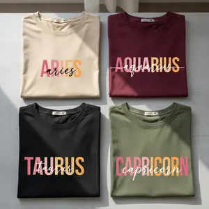 [Full 12 Zodiac] Minimalist Zodiac t-Shirt, Modern Astrology Sign T-Shirt with Bold Letter Design, Cozy Unisex Pullover, Perfect Horoscope Gift for Zodiac Lovers - SoftHype Apparel