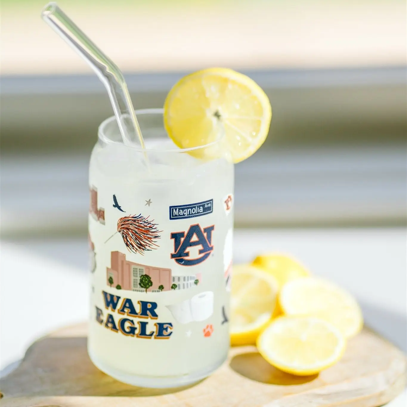 Orange and Navy Dishwasher Safe Drinking Glassware - Classic Design for Dessert or Beverage Use