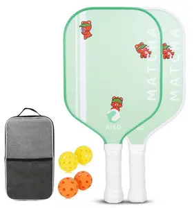 Aiso Matcha | Cute Pickleball Paddle Beginner Set | Includes 2 Pickleball Paddles, 4 Pickleballs, and a Portable Carry Bag | Lightweight & Durable