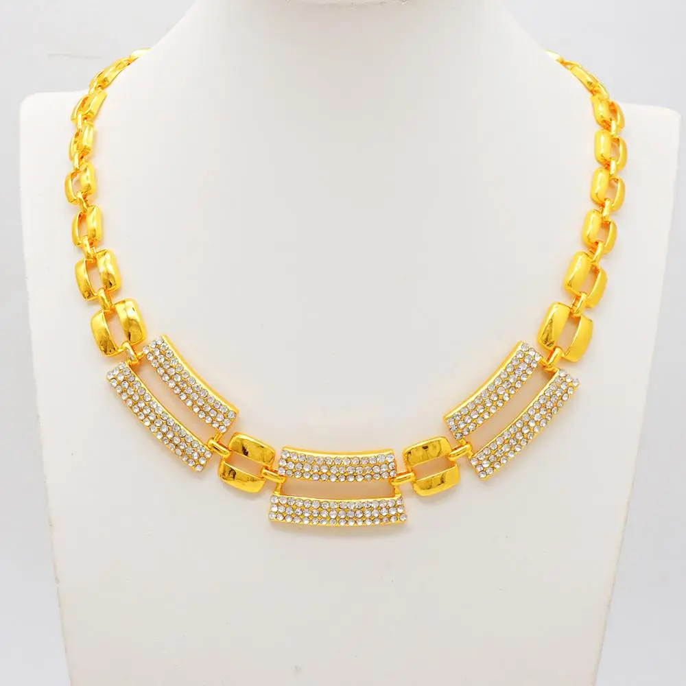 Dubai New Gold Color Jewelry Sets African Wedding Bridal Gifts For Women Saudi Arab Necklace Bracelet Earrings Jewellery Set