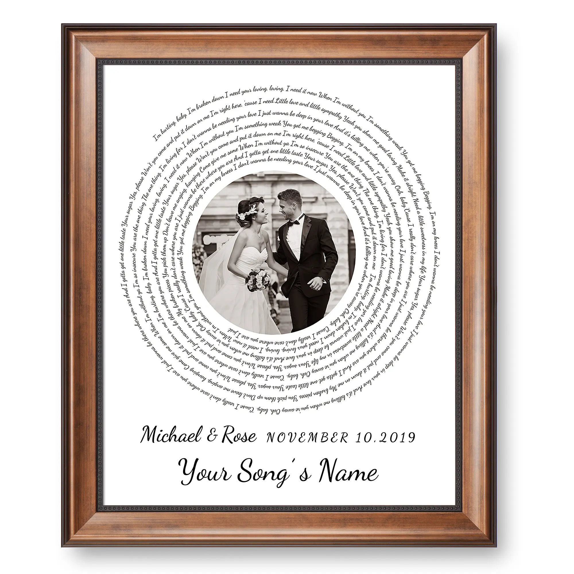 Vinyl Record Personalized Music Lyrics Song Framed Art Prints Music Artist Date Upload Photo on Prints Anniversary for Her,Wedding,Birthday,Engagement,Wall Decor