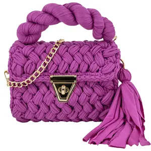 Mother’s Day Gift, Handmade Luxury Cotton Crochet Clutch Purse for Women, Graduation Gift, Birthday, Anniversary Gift for Her, Girlfriend, Wife, Friend, Includes Card, Evening Bag with Removable Tassel & Chain Strap, Crossbody, Wedding Party Gift