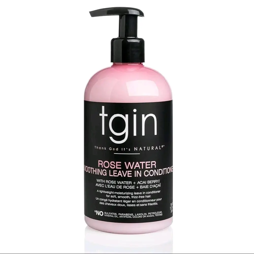 Tgin Rose Water Smoothing Leave In Conditioner for Curly, Coily, and Wavy Hair with Acai Berries, Moisturizes & Detangles