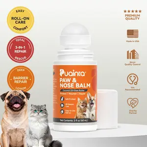 PUAINTA Roll-On Dog Paw Balm, Lick Safe & Easy Apply for Dry Cracked Paws and Nose, with Natural Coconut Oil, All Season Protection for Dogs & Cats, 2oz