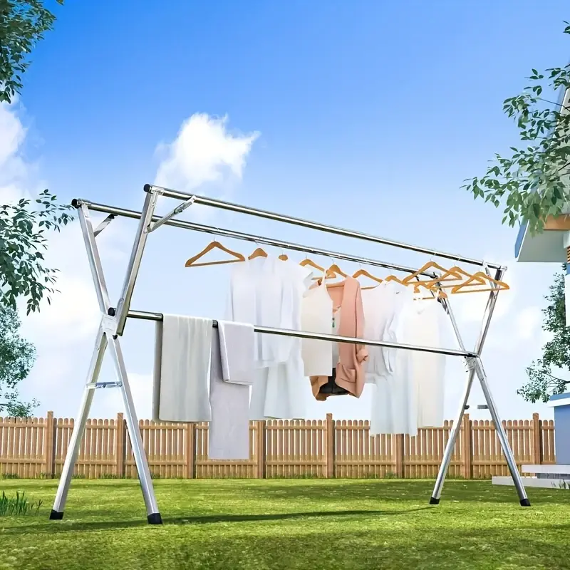 Foldable Multi-Bar Clothes Drying Rack, Practical Large Freestanding Laundry Drying Rack for Indoor-Outdoor Use