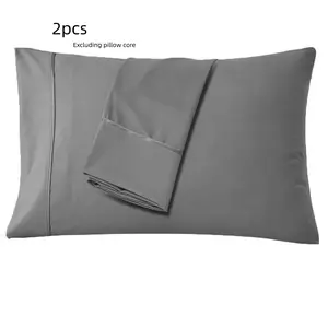 2pcs dark gray Pillowcases, Polyester Corded Subtle Piping Pillowcases for All Seasons, Soft and Cozy Bedding Accessories