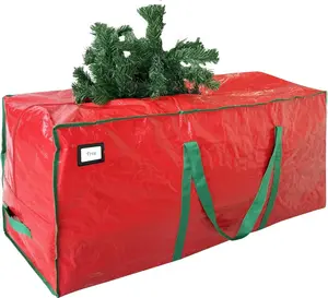 7.5 ft Christmas Tree Storage Bag Durable Heavy Duty Extra Large Artificial Xmas Holiday Tree Bag with Reinforced Handles and Dual Zippers Wide Opening Red Decoration Decoration Decoration Organiser