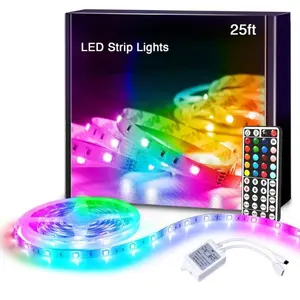 Led Lights for Bedroom 25ft RGB 5050 Led Strip Lights Color Changing Kit with 44 Keys Remote Controller and 12V Power Supply Led Light Strips Indoor Decoration,Easter Decor