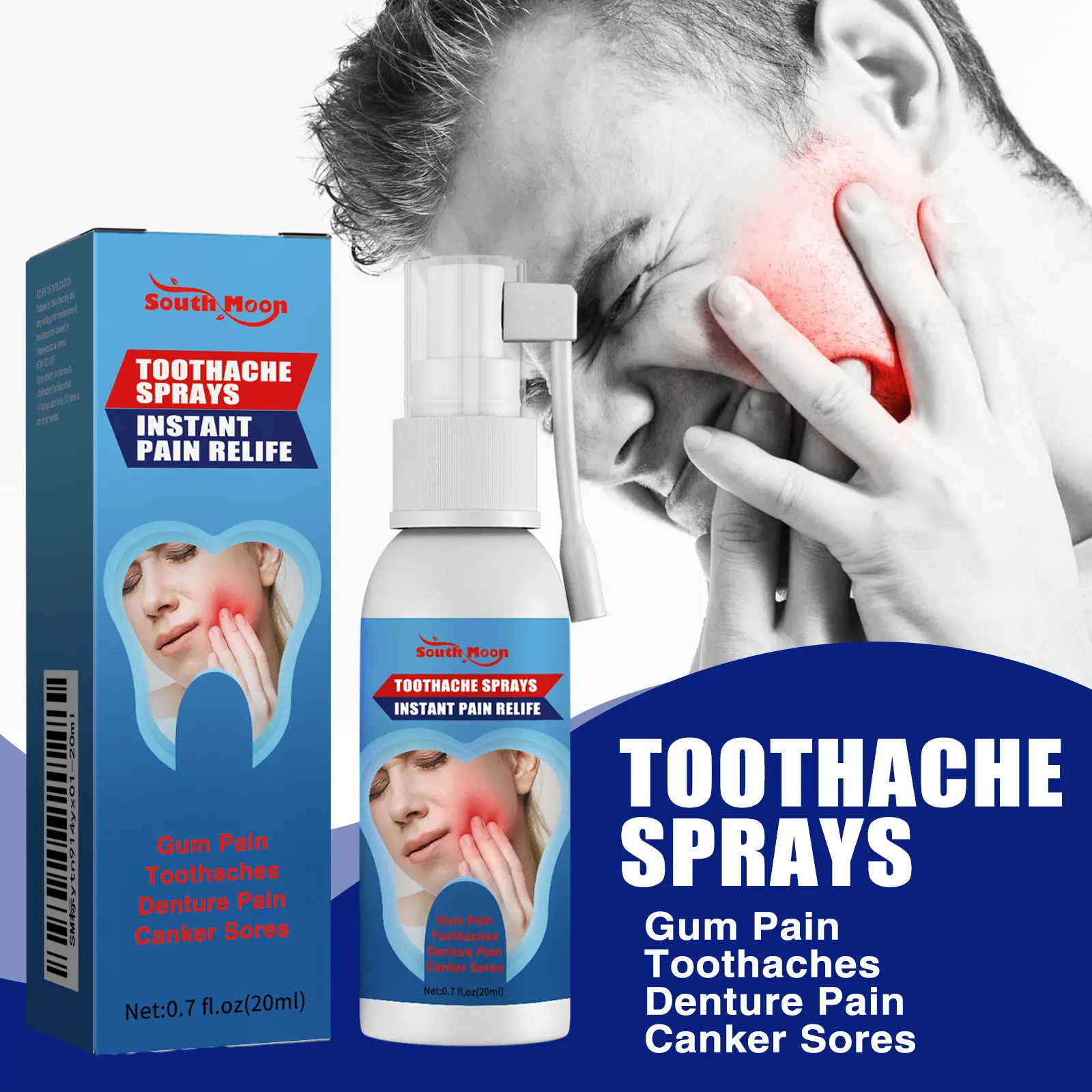 Gentle Unscented Oral Care Spray, 20g Mild Antibacterial Formula, Prevents Tooth Sensitivity & Decay, Relieves Swollen Inflamed Gums for Daily Use, Toothache, Relief