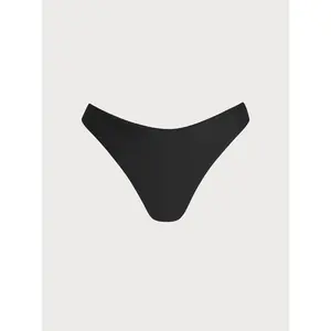 Black Natural Waisted Shorts Women Solid Color High Cut Briefs Soft Stretch Elastic Waist Quick Dry Low Rise Triangle Swim Bottoms Summer Beach Pool Swimming Shorts