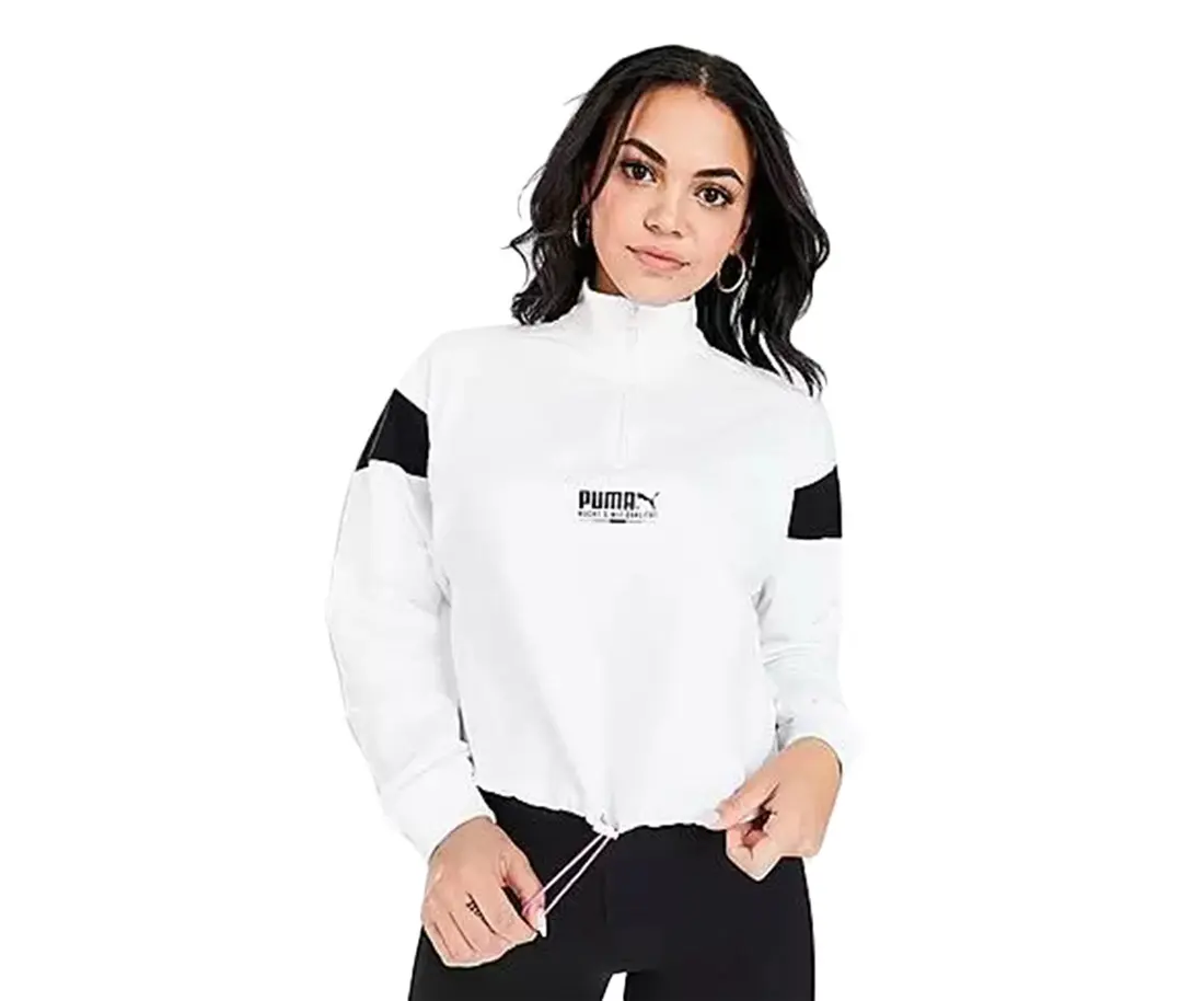 Puma Women's Tailored for Sport Half-Zip Long-Sleeve Colorblock Athletic Sweater - Regular Fit Medium Size Pullover for Outdoor Sports Wear, M