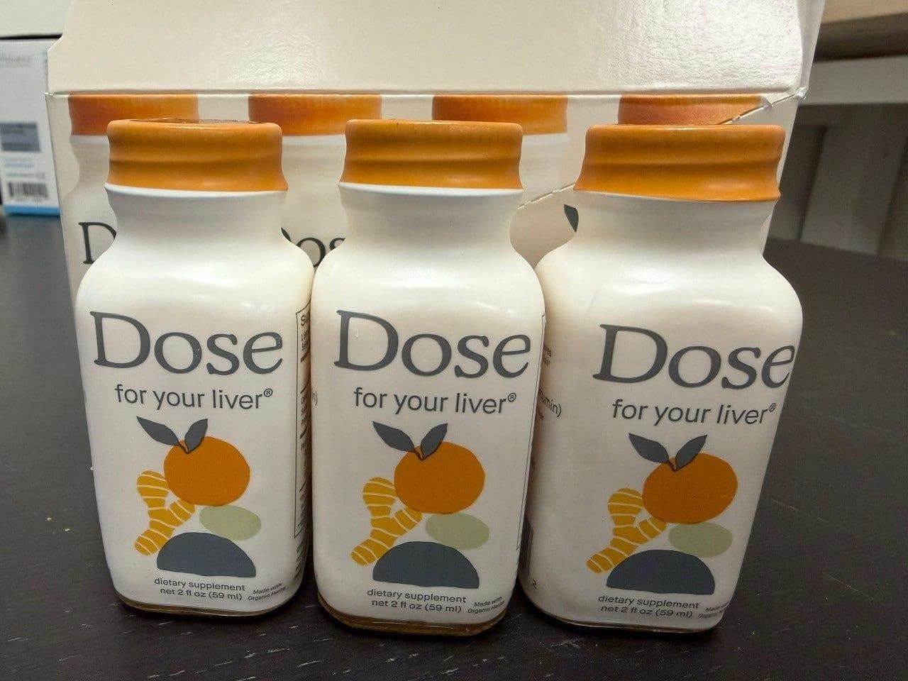 DOSE For Your Liver Organic Daily Detox Shots 2oz | Turmeric Milk Thistle Dandelion Liver Cleanse & Detox Support, USDA Organic, 2/6/12 Pack