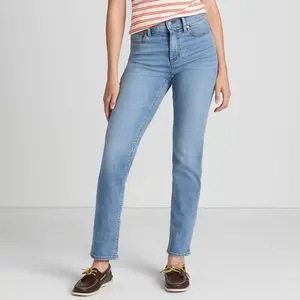 Lands' End Women's Petite Recover High Rise Straight Leg Blue Jeans - 18 - Beau Blue