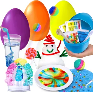 4 Jumbo Easter Basket Stuffer Eggs with 6 Science Experiments Educational STEM Toy Kit for Kids Easter & Birthday Party Favors for Boys and Girls