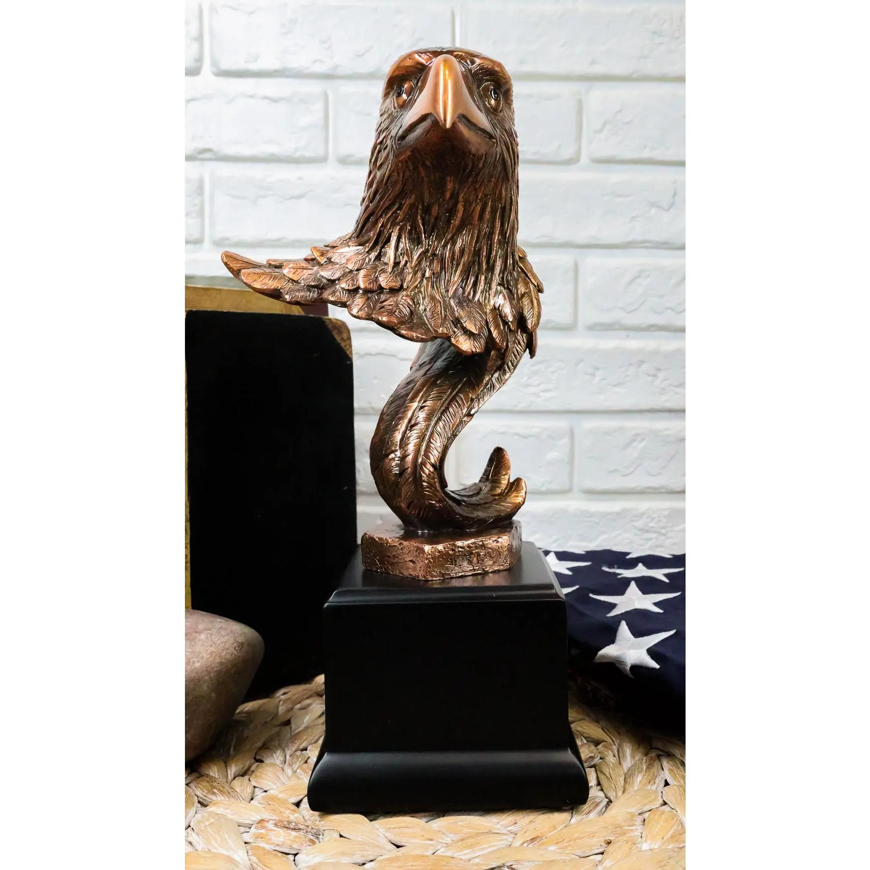Medium Majestic American Bald Eagle Head Bust Bronzed Resin Figurine 8.5"Tall