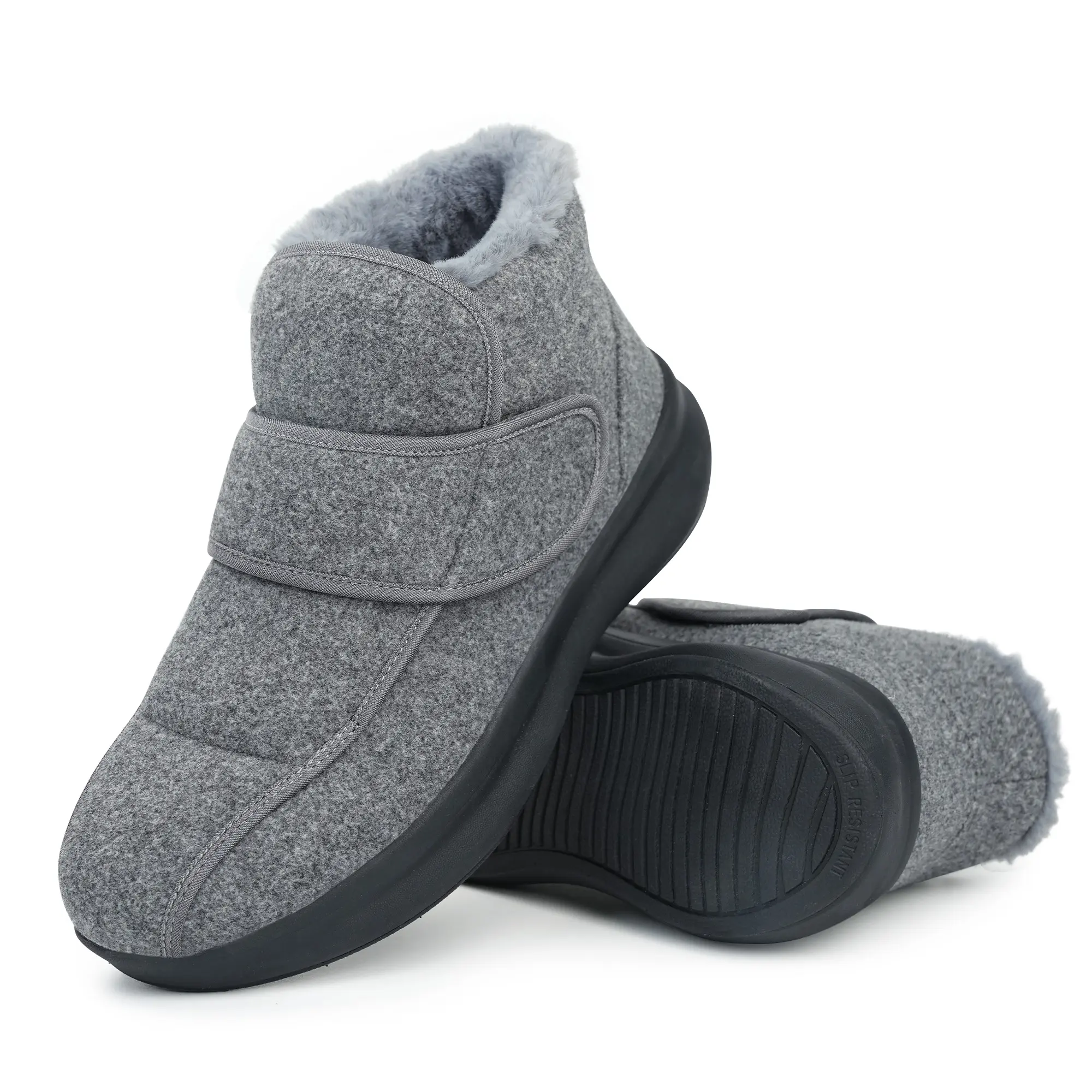 Ortho+rest Men's Diabetic Winter Walking Booties with Velcro Closure Warm Snow Boots for Swollen Feet, Shoe, Walking Shoes