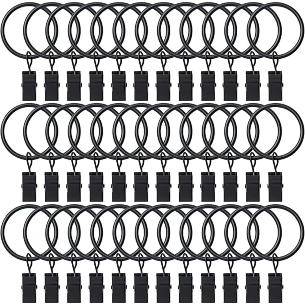 36 Pack Curtain Rings with Clips, Drapery Clips with Rings, Hangers Drapes Rings, Drapery Rings 1.26 inch, Fits up to 1 inch Diameter Curtain Rod, for Hanging Drapes Bows Hat and So On