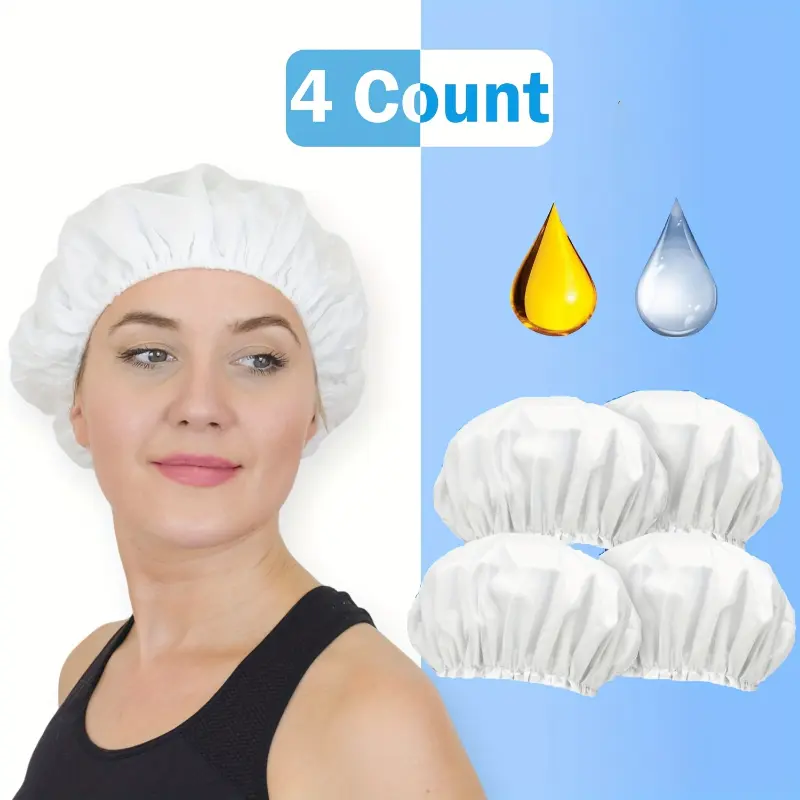 [Rinse-Free Shampoo Cap] 4 Count - Rinse-Free No Rinse Shampoo Cap | Silicone & Nylon, Machine-Made, Waterless Hair Care System, Easy to Use & Convenient
