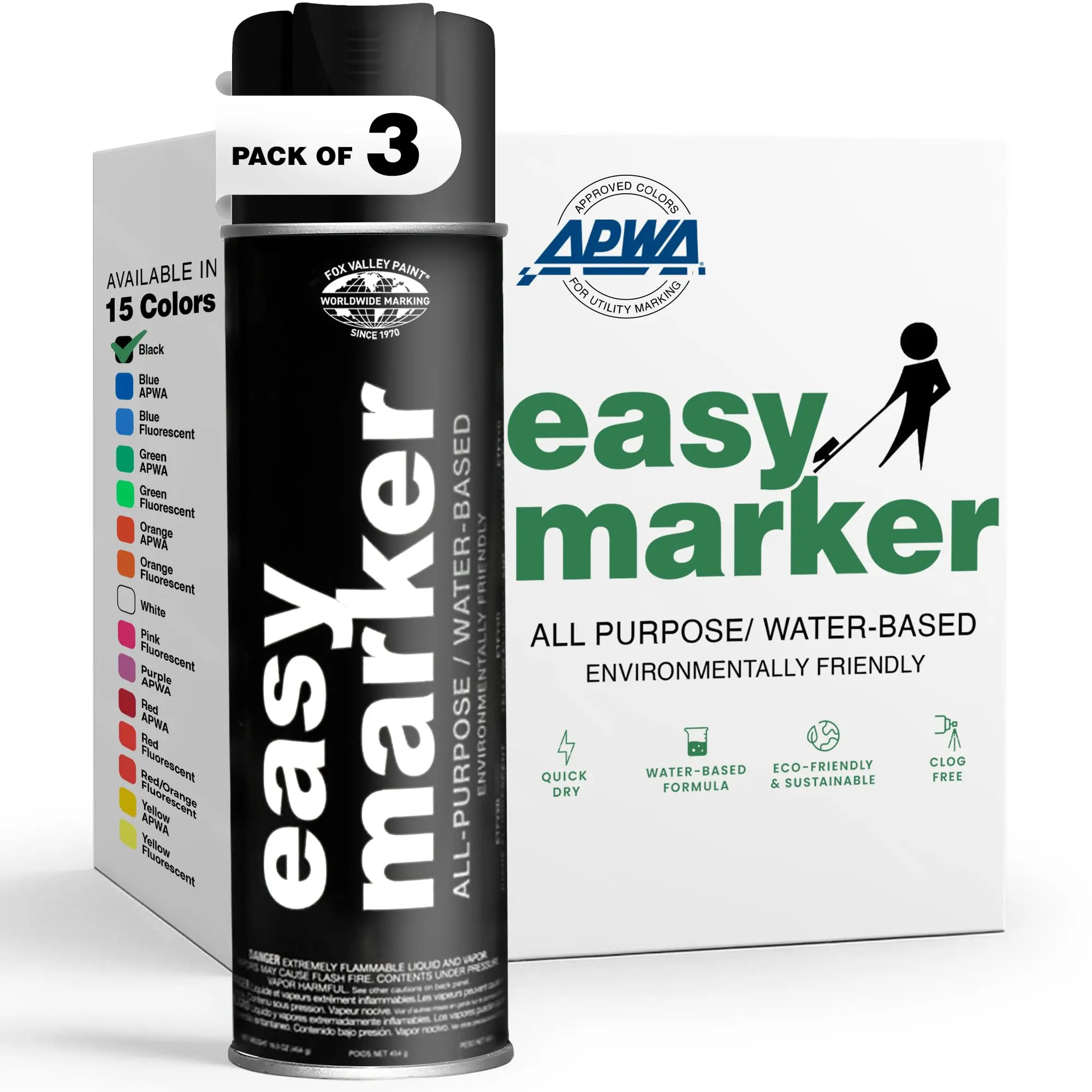 Fox Valley Easy Marker Inverted Spray Paint 18oz Pack of 3