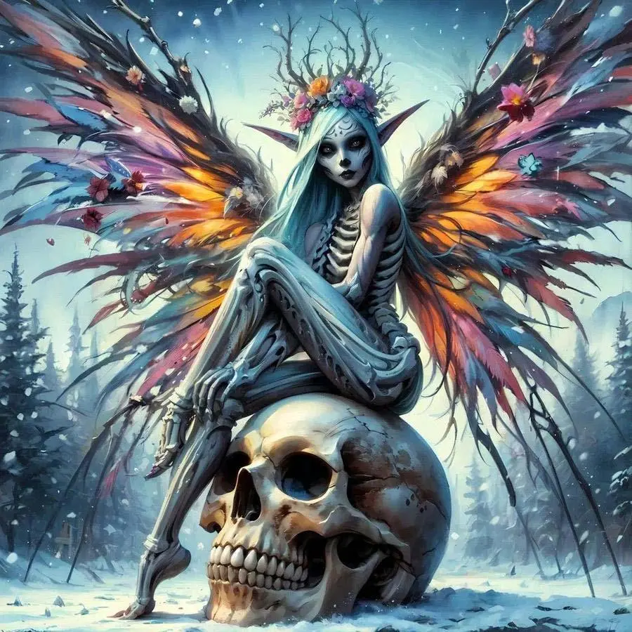 Skull & Angel Wing Pattern DIY Diamond Arts Colorful Painting Kit Without Frame, Diamond Pattern Design, DIY 5D Diamond Arts Colorful Painting Kit, Wall Art Decor for Home, Handicraft