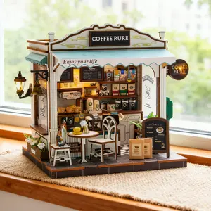 DIY 3D Bookshelf Model Set, Wood Craft Miniature House with Furniture, Desk Decoration, Creative Gift for Holidays & Seasons, House Building Kit, Wooden House Kit Adults, Diy Kits