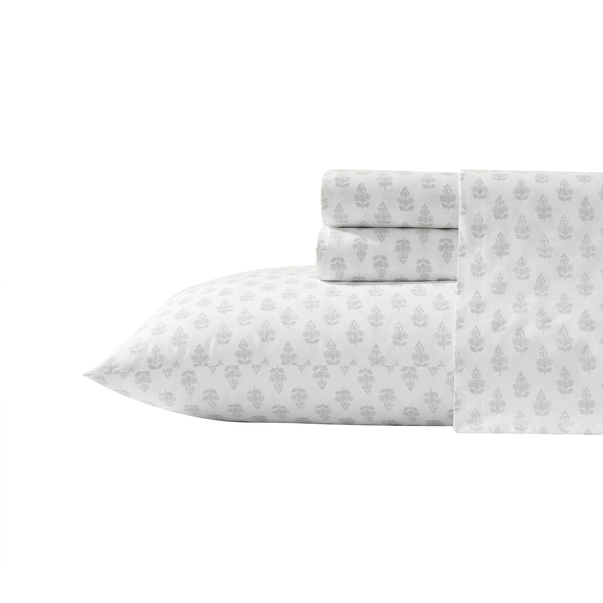 Laura Ashley Francesca Grey-White Twin Sheet Set