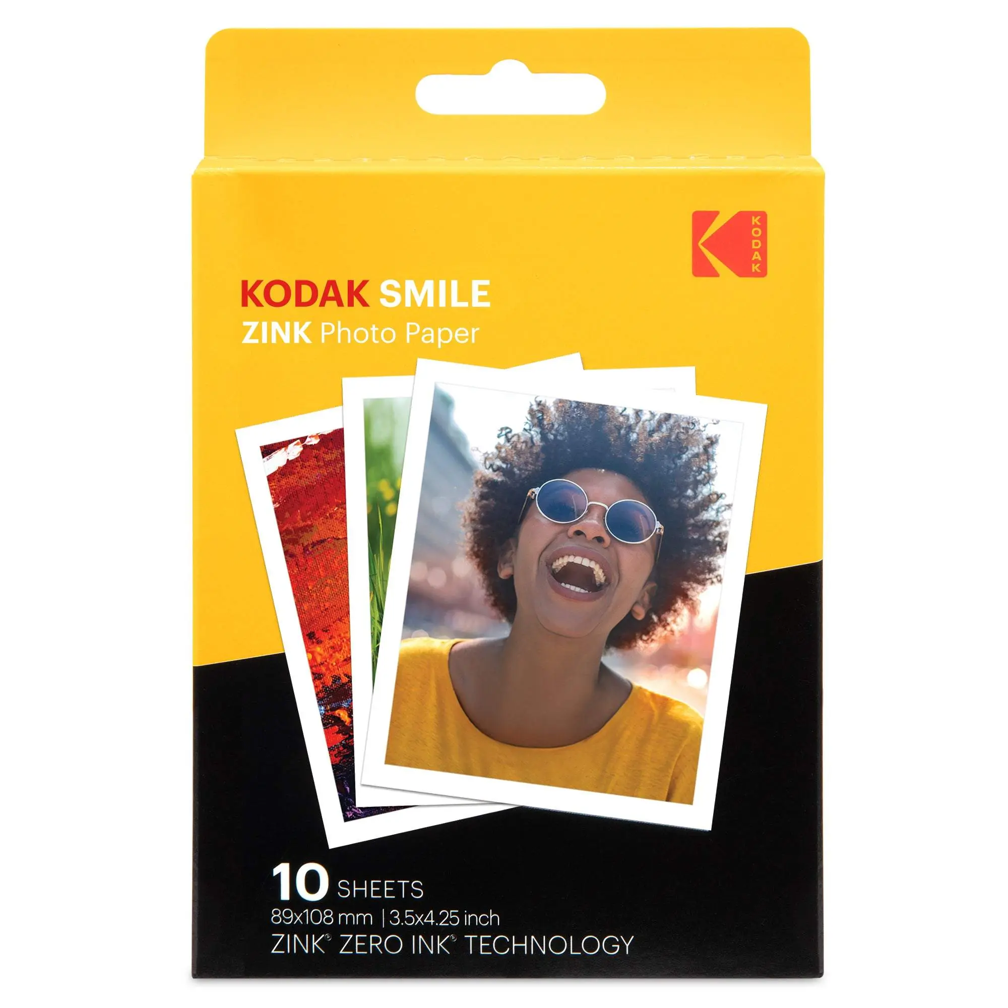 Kodak Premium Zink 0-Ink Technology Sticker Paper, 3.5x4.25 in, Compatible with Kodak Smile Classic Instant Camera, Zink Zero Ink Technology