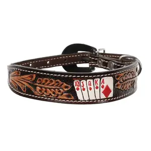 Diamond Flush Leather Dog Collar