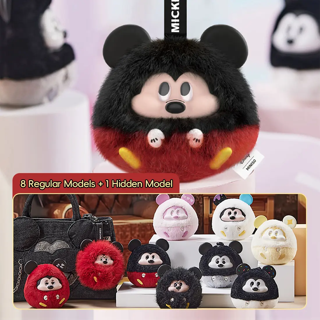 Disney Mickey Fun Collision Series Vinyl Plush Mystery Keychain Blind Box,Plush & Vinyl Keychains, Perfect for Backpacks, Purses & Collectors’ Must-Haves Christmas Gift