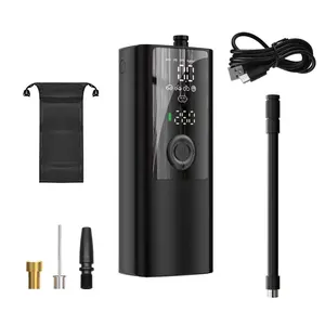 【Super Electric】- Portable Electric Air Pump, LCD screen display, Air Compressor for Car Motorcycle Bicycle Tire, Flashlight function, Essential Vehicle Air Pump Accessory Tool