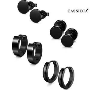 CASSIECA 4Pair Stainless Steel Earrings Set for Sensitive Ears, Women, Female Daily Wear – Simple Studs and Clip Earrings Hypoallergenic 18G SummerVibes