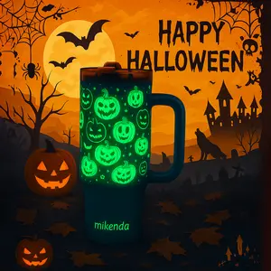 1Pc 40oz【Halloween Carnival】AuraCup Reusable Stainless Steel Car Cup,Portable Leak-proof Water Cup, Keeps Cold for 24 Hours,Suitable for Outdoor Travel