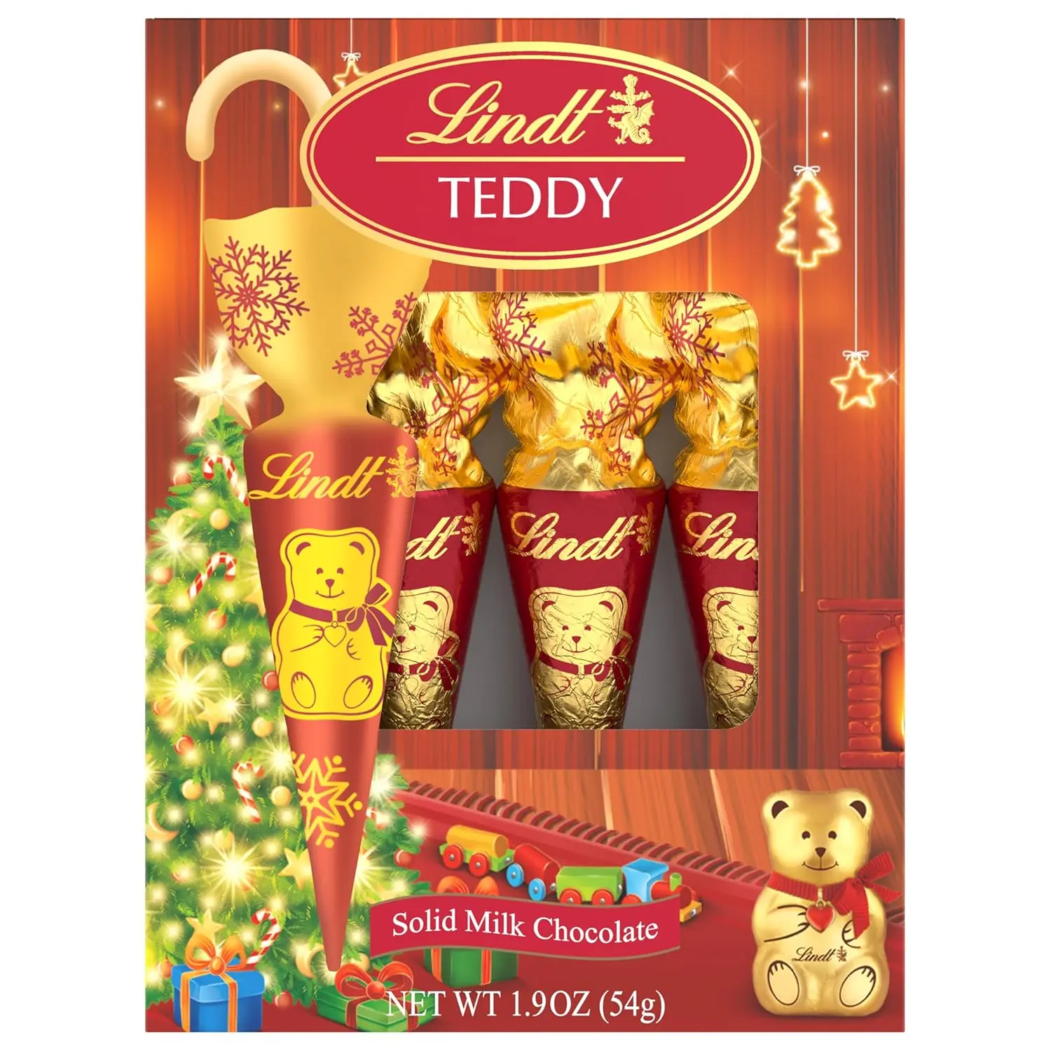HOT!!! HOT!!! Lindt Holiday TEDDY Umbrella, Solid Milk Chocolate Candy, 1.9 oz., 4-Pack
