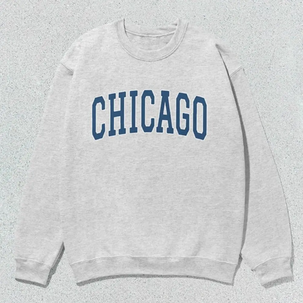 Chicago Collegiate Sweatshirt – Unisex Crewneck, College Style, Navy Blue Chicago Crewneck, Gift from Chicago