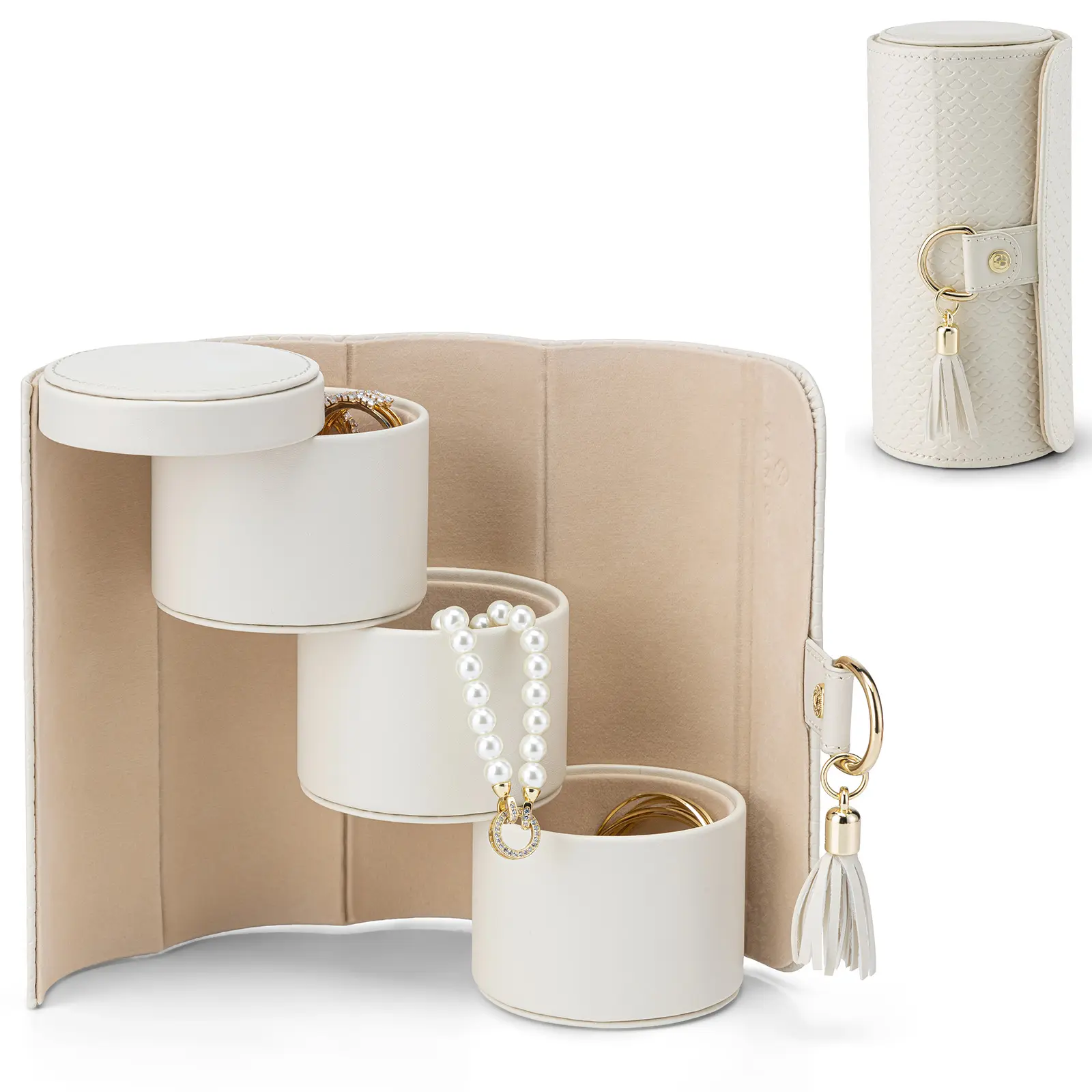 VLANDO Viaggio Vintage Abrasion-Resistant Compact Jewelry Organizer Box - Rotating Structure Travel Essential for Bridesmaids, Home Storage Accessory Gift,dorm essentials,home decor,dorm room inspo,college dorm essentials,dorm haul