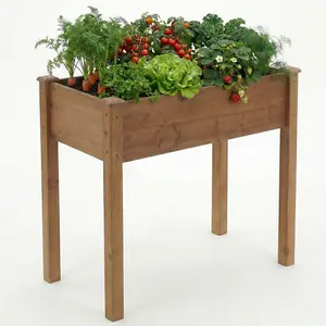 Elevated Raised Garden Bed - Natural Wood Planter Box Stand with Bed Liner, 300lb Capacity - Perfect for Backyard, Patio, Balcony Gardening