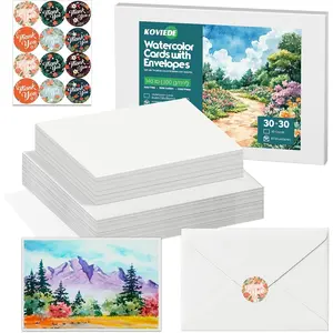 30 Pack Blank Watercolor Cards with Envelopes 4 x 6 Inch - 140lb/300gsm 100% Cotton Non-Folded Watercolor Paper for Wedding Invitations Birthday Cards Thank You Notes & DIY Art Projects