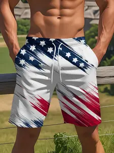 Men's American Flag Beach Shorts, Swimwear Shorts, Quick-Dry Breathable, Holiday Essential, Fashion Casual Short Pants, Summer