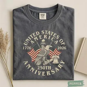 USA 250th Anniversary Comfortable Color Shirt, American Flag Vintage T-Shirt, USA 250th Independence Day T-Shirt, Patriotic Gift for July 4th - LORA ATCHER
