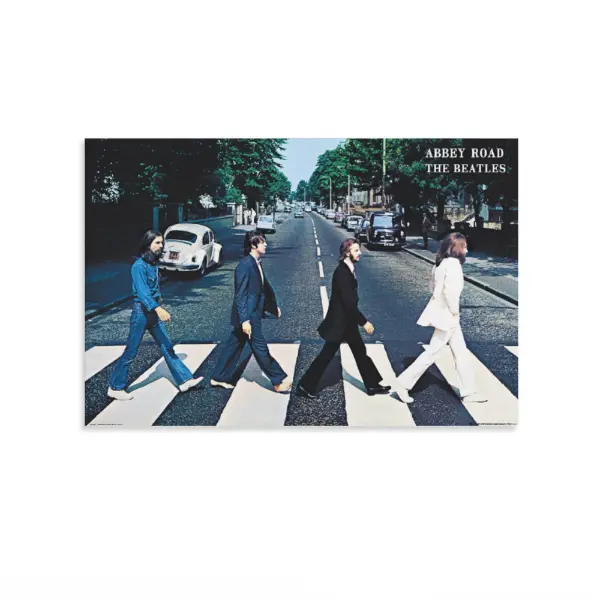 Retro 1960s British Rock Album Cover Wall Art - Vintage Band Poster, Zebra Crossing Canvas Print for Bedroom, Man Cave Decor