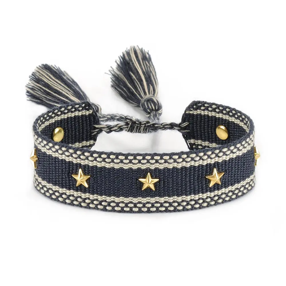 FASHION4U - Hand Woven Bracelets Adjustable Studded Stars Bracelet Fashion Jewelry Gifts