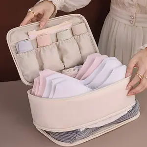 Double-Layer Nylon Fabric Underwear Storage Bag, Durable Multi-Compartment Home Organizer with Zip Closure for Bras, Panties, Socks, Portable Hand-Washable Travel Bag, Portable Bag,summervibes