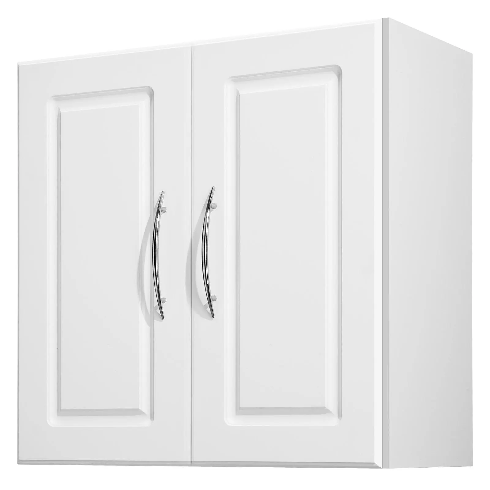 White 23.6 Inch Wall Cabinet for Laundry Room Kitchen Bathroom, 2-Door 2-Tier Storage Unit with Adjustable Shelves, 99 lb Capacity Wall Mounted Cupboard, Space-Saving Design with Soft-Close Hinges