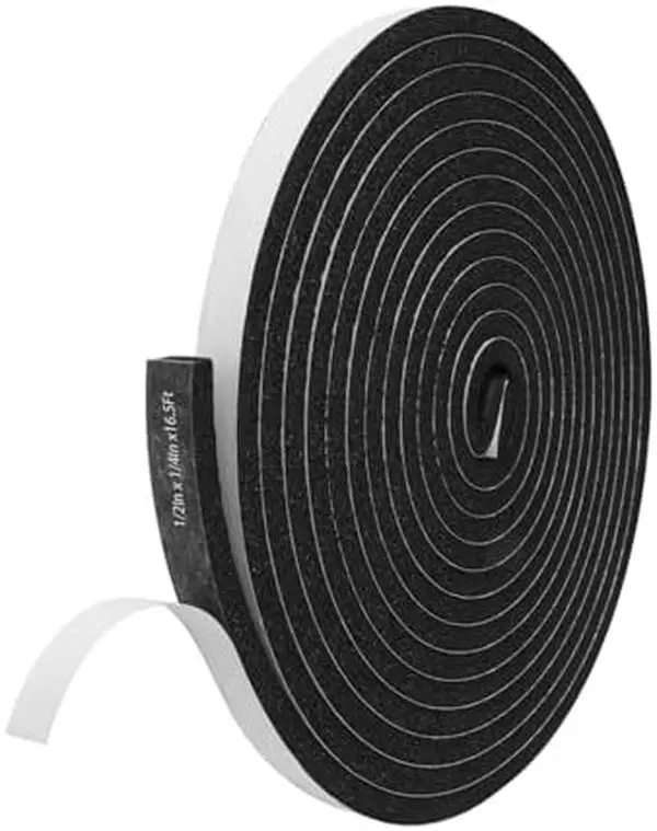 Self-Adhesive Flexible Foam Heat Insulation Strip - 1/2In x 1/4In x 16.5ft, Door Seal, Window Insulation Tape with Flexibility, Adjustability, Buffering, Bends Effortlessly for Bedroom Soundproofing, Speakers, Handicrafts