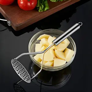 Stainless Steel Potato Masher, 1 Count Manual Vegetable Masher with Non-slip Handle, Kitchen Gadgets for Perfectly Mashing Potatoes and Fruits, Utensils